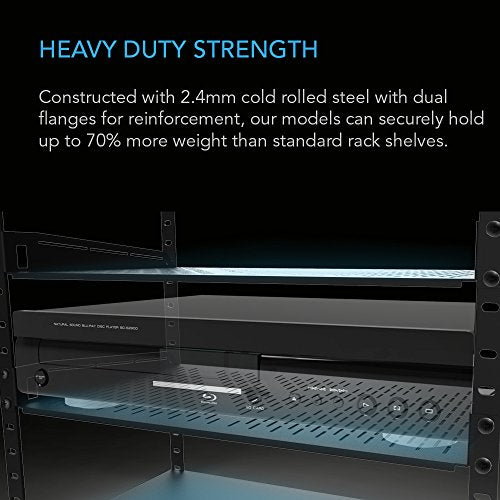 AC Infinity Vented Cantilever 1U Universal Rack Shelf, 14" Deep | Designed for 19” Equipment Racks. Heavy-Duty 2.4mm Cold Rolled Steel, 60lbs Capacity - size: 1RU 14" Deep