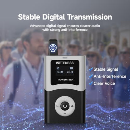 Retekess T130U(4nd Gen T130)Tour Guide System, Translation System(1TX 15RX) | for Church,School,Travel, with 17-Slot Charge Case, Digital mode, 200M, 40H, Less Interference voice, Wireless connection - style: 15 with Charge Case