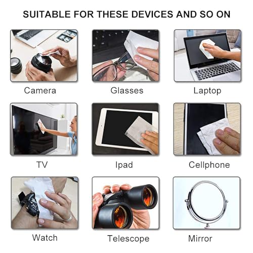 Pre-Moistened Lens Wipes ALIBEISS Screen Wipes for Glasses, Camera,Tablets, Smartphone, Screens and Other Delicate Surfaces,Pack of 100