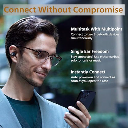 JVC Nearphones HANP1TB Open Ear True Wireless Headphones, Black | Bluetooth 5.3, 24H Playback, IPX4 Water Resistant, Built-in Mic, Ear Clip Design - color: Black