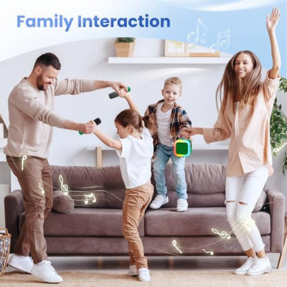 Mini Karaoke Machine, Portable Bluetooth Speaker & 2 Wireless Microphones | Karaoke Player Karaoke Microphone For Family Home Party Outdoor With HI-FI Sound | 5 Magic Sound | PA System | USB | TF | AUX - color: Dark Green