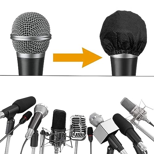 300Pcs Disposable Microphone Cover Mic Covers Mic Windscreen Protective for Handheld Microphone, Black, 500223938