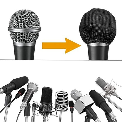 300Pcs Disposable Microphone Cover Mic Covers Mic Windscreen Protective for Handheld Microphone, Black, 500223938