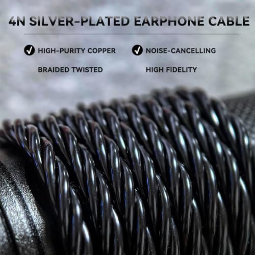 IEM Cable 4N OCC Silver-Plated Earphone in Ear Monitor Cable,1.2M Original Replacement Cable for KZ ZSN PRO/X/ZS10 PRO/ZS10 PRO X/EDX PRO/ZAR/AS24/DQS (Recessed 2Pin)