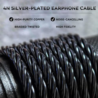 IEM Cable 4N OCC Silver-Plated Earphone in Ear Monitor Cable,1.2M Original Replacement Cable for KZ ZSN PRO/X/ZS10 PRO/ZS10 PRO X/EDX PRO/ZAR/AS24/DQS (Recessed 2Pin)