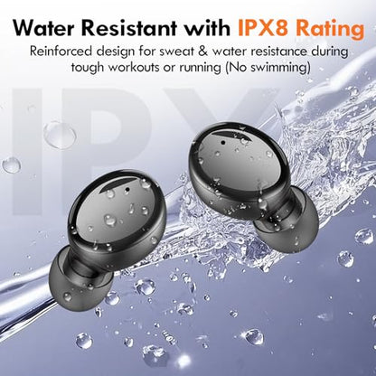 Lanteso Wireless Earbuds, Bluetooth Ear Buds with Mics Clear Call Touch Control IPX5 Waterproof in Ear Headphones with Bass Sound for iPhone Android,Workout-Glossy Black - color: Glossy Black