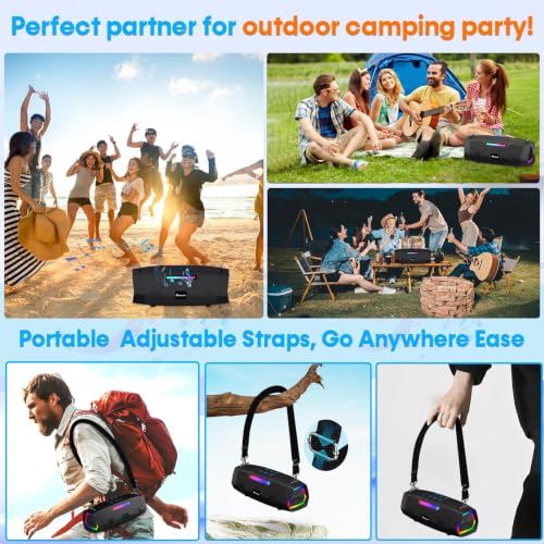 60W Clear Powerful Karaoke Machine: Portable 2 Wireless UHF Microphones | 6-12H Long Runtime Karaoke Speaker for All Home Party & Events 10s 5.3 Bluetooth Fast Pairing & 50ft Stable Connection