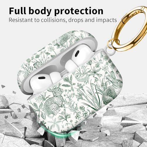 Compatible with Airpod pro 2nd/1st Generation Case Cover with Gold Round Keychain Cute Pattern Hard & Anti Slip Cover for Men Women & Girls（Funny Bunny） - color: Funny bunny