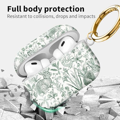 Compatible with Airpod pro 2nd/1st Generation Case Cover with Gold Round Keychain Cute Pattern Hard & Anti Slip Cover for Men Women & Girls（Funny Bunny） - color: Funny bunny