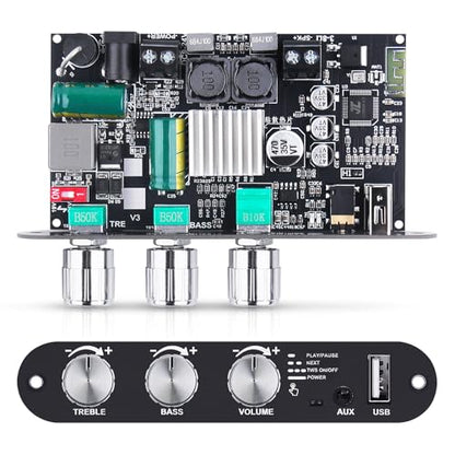 2 Pack ZK-1001U Bluetooth 5.3 Mono Amplifier Board with TWS & Boost Circuit | Mini Audio Amp for Home Outdoor DIY Speakers with 100W Power Output, Treble and Bass, USB/AUX/BT Input, DC 9-24V - color: Black 2PCS ZK-1001U