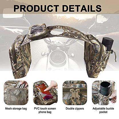MYDAYS ATV Saddle Bag,Cargo Tank Phone Bag Storage Luggage for ATV UTV Snowmobile Motorcycle (Camo1) - color: Camo1