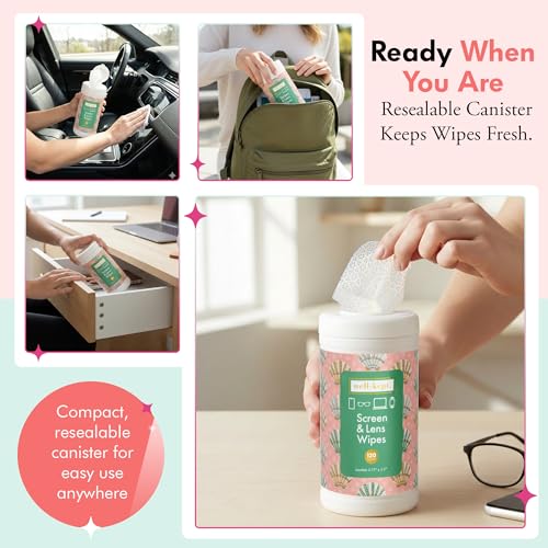 Harbour Island Tech & Lens Wipes Canister for Glasses & Phones, 120 Count | Pre-moistened, lint-free wipes remove smudges without streaks or scratches. Safe for lenses, phones, tablets & screens. - color: Harbour Island