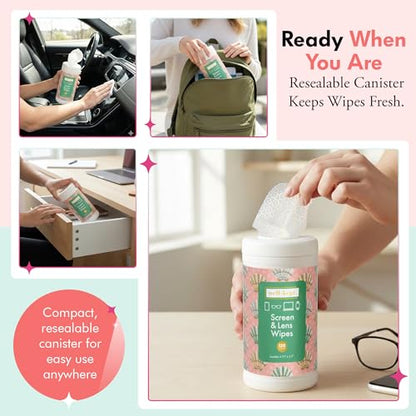 Harbour Island Tech & Lens Wipes Canister for Glasses & Phones, 120 Count | Pre-moistened, lint-free wipes remove smudges without streaks or scratches. Safe for lenses, phones, tablets & screens. - color: Harbour Island