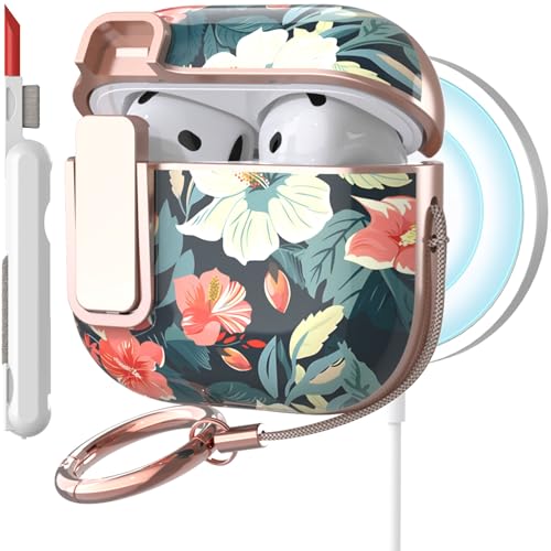 TATOFY Cover for AirPods Pro 4th Generation Case with Lock Clip Cleaner Kit Slim Hard AirPod 4 Lock Case Compatible with MagSafe (Blue) - color: Blue, size: AirPods 4th Gen