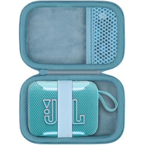 for JBL Go 5/4/3 Ultra Portable Speaker Hard Travel Case, Teal | Protective Storage Bag with Mesh Pocket & Hand Strap, Shockproof EVA Carrying Box, Soft Lining - color: Teal Case