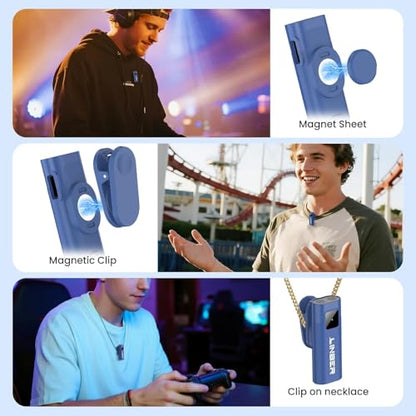Wireless Lavalier Microphone for iPhone, Noise Cancelling - color: Blue, style: A2 (1TX+1RX)