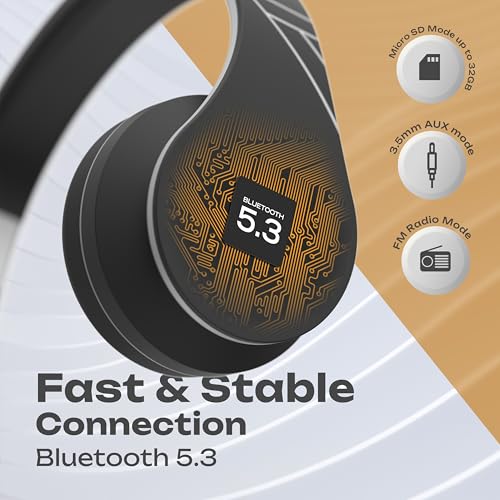 PowerLocus Wireless Bluetooth Over-Ear Stereo Foldable Headphones, Wired Headsets Rechargeable with Built-in Microphone for iPhone, Samsung, LG, iPad (Black/Silver) - color: Black/Silver