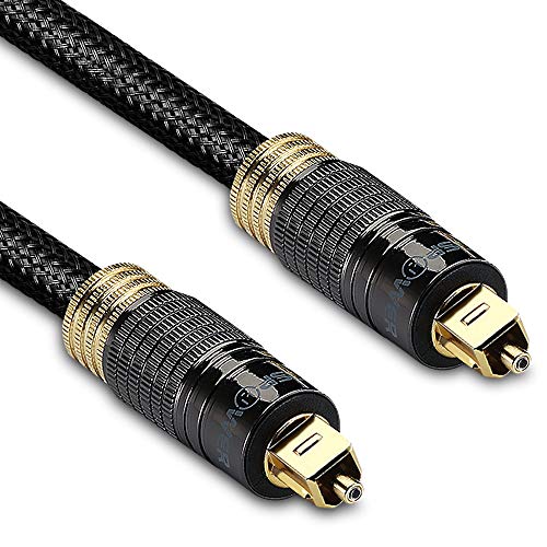 FosPower (10 Feet - 2 Pack) 24K Gold Plated Toslink Digital Optical Audio Cable (S/PDIF) - [Zero RFI & EMI Interference] Metal Connectors & Ultra Durable Nylon Braided Jacket - size: 10 FT / 3.0 M - 2 Pack