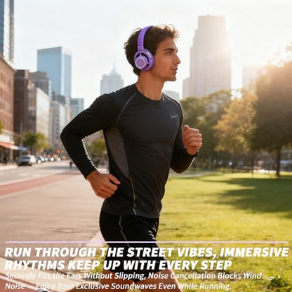 Open-Ear Headphones, 20+ Hour Playtime, Immersive Sound, Wireless Bluetooth Headphones for School, Work, Travel&Daily Use,Purple - color: Purple