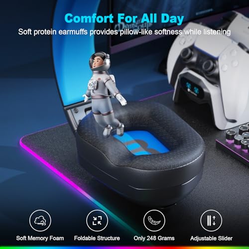 Fachixy Wireless Gaming Headset with Microphone for PC, PS5, PS4, Bluetooth Gaming Headphones - Fast Charge 50Hr Battery, Cool LED Lights for Switch, Laptop, Mobile, Mac 2.4GHz Gamer Headset
