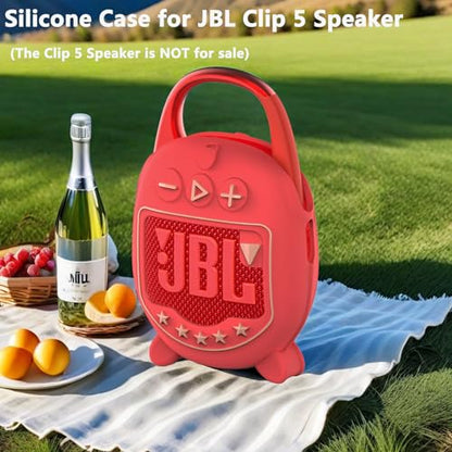 JCHPINE Silicone Cover Case for JBL Clip 5 Portable Bluetooth Speaker - color: Red