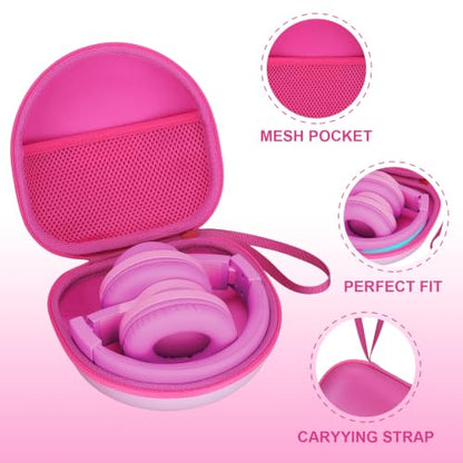 Kids Headphone Case, Gradient Hot Pink(Case Only) | Compatible with Candy Bila, iClever, JBL, acer, JoySpark, MIDOLA, EarFun, IMYB, noot Products Kids Headphone - color: Gradient Rose-red