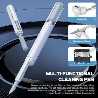 (2Pack+Cleaner Pen) XMBYGY Case for Apple AirPods 3rd Generation Wireless Earbuds with Cleaning Pen Kit, Silicone Cute Charging Case Shockproof Protective Cover and Carabiner for AirPods 3 (A+BKelf) - color: A+BKelf