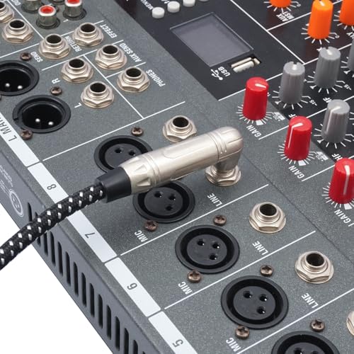 6Feet Right Angle 1/4 TS to XLR Female Micphone Cable,6.35mm Mnon to XLR Female Mixer, Active Speaker Signal Cable - size: 6Feet