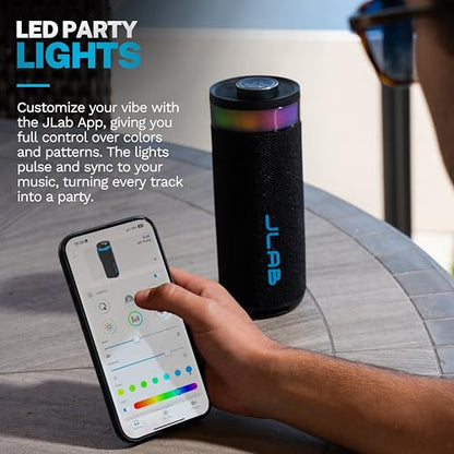 JLab, Go Party, Portable Bluetooth Speaker, Waterproof RGB LED, Midnight Black - color: Midnight Black