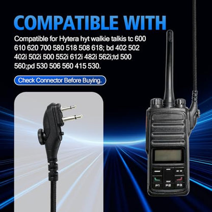 WODASEN Single Over The Ear Headset Noise Canceling Overhead Headphones with Boom Mic PTT for Hytera BD502 BD502i BD552i BD612i PD502 PD502i PD402i PD482i PD562i HYT TC-508 RCA RDR2500 Walkie Talkie