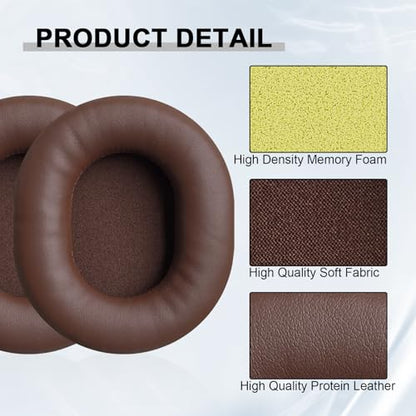 Replacement Ear Pads for Audio Technica ATH M50X M50XBT M50RD M40X M30X M20X MSR7 SX1 Monitor Headphones, Headset Ear Cushions, Headset Earpads, Ear Cups Cover (Brown) - color: Brown