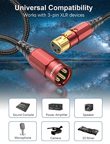 XLR Cable 10FT, XLR Microphone Cable Male to Female | Professional Balanced Audio Cable with 99.99% OFC, 24K Gold Plated Connectors for Mic, Mixer, Speaker, Studio Recording - size: 10FT