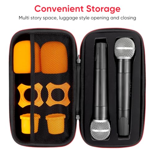 IMIKEYA Wireless Microphone Storage Case Plastic Protective Carry Bag with Zipper Shockproof Waterproof Mic Storage Box with Mesh Pocket for Cable Black 11.81 X 5.90 X 2.75 in