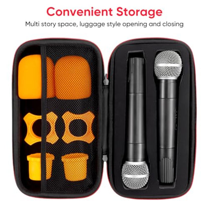 IMIKEYA Wireless Microphone Storage Case Plastic Protective Carry Bag with Zipper Shockproof Waterproof Mic Storage Box with Mesh Pocket for Cable Black 11.81 X 5.90 X 2.75 in