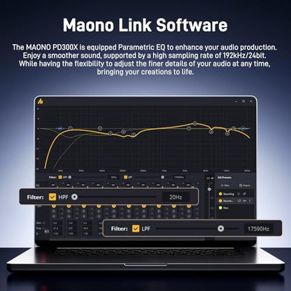 MAONO USB XLR Dynamic Microphone Studio Headphone Bundle,for Studio Recording Streaming Content Creation(PD00XT+MH601+XLR-180)