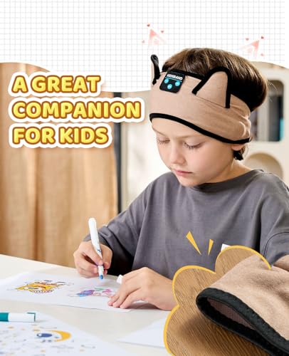 KIDSBAND Kids Headphones, Over On The Ear Toddler/Baby Headband Headphones - Volume Limited with Thin Speakers & Soft Headband No Pressure On Ears, for Learning/Plane/Travel/Tablet/Computer/Sleep - color: DesertYellow