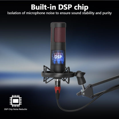 Podcast Studio 48V Condenser Microphone, Plug and Play with Microphone arm, Suitable for Professional Podcast Recording, Gaming, Live Streaming