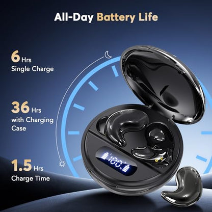 Sleep Earbuds Zero Pressure No Lights or Alerts, Tiny Hidden Earbuds for All Night Sleep