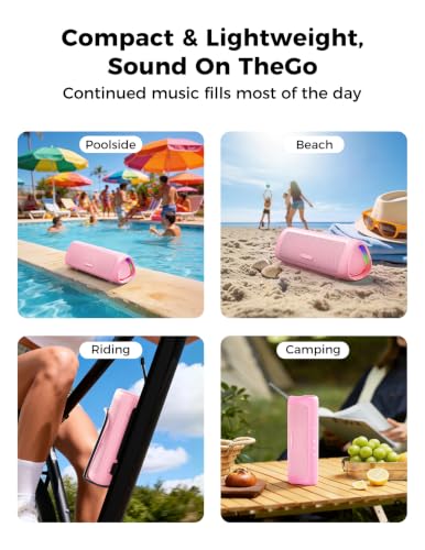 Bluetooth Speaker, 20W HD Sound, Portable Wireless, IPX5 Waterproof, Up to 24H Playtime, TWS Pairing, for Home/Party/Outdoor/Camping/Beach Essentials, Electronic Gadgets, Birthday Gift (Pink) - color: Pink