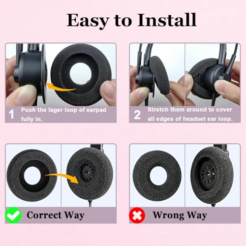 Plantronics Headset Ear Cushions Foam Replacement Ear Pad (2 Pack) | Headphone Earpads for Plantronics Blackwire C320 3320 3210 3220 HW251N HW261N HW510 HW520 Jabra PRO 930 Office Phone Headset