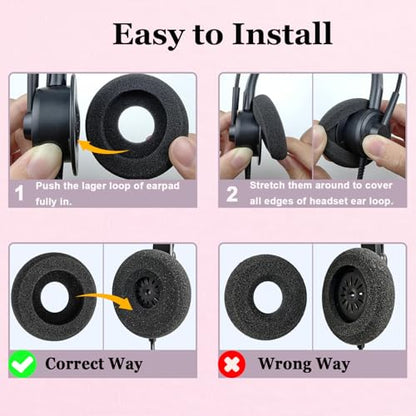 Plantronics Headset Ear Cushions Foam Replacement Ear Pad (2 Pack) | Headphone Earpads for Plantronics Blackwire C320 3320 3210 3220 HW251N HW261N HW510 HW520 Jabra PRO 930 Office Phone Headset