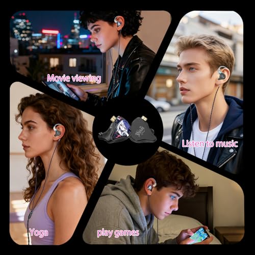 CVJ Vivian in Ear Monitor, HiFi Wired Earbuds, Gaming Earbuds, 3.5mm Jack, Deep Bass IEM Wired Earbuds, 0.78mm 2 Pins, Detachable 4.1ft Cable for Singer, Musician, Drummer, Audiophiles, No Mic - color: Vivian Printed Pattern, style: no Mic