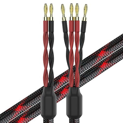 k4B-2B Bi-Wire Speaker Cable (2 Banana Plugs - 4 Banana Plugs), 1pair Set (Total 12banana Plugs), k4B-2B (1.5M(4.92ft)) - size: 1.5 meters (4.92 feet)
