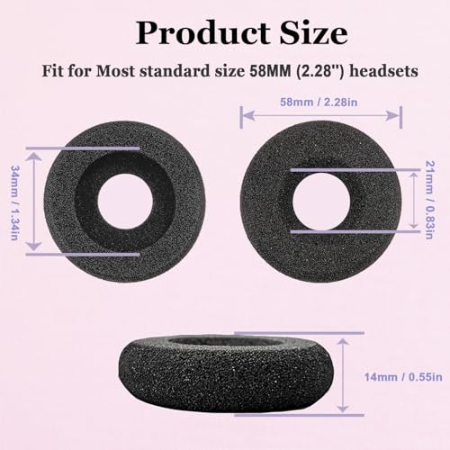 Plantronics Headset Ear Cushions Foam Replacement Ear Pad (2 Pack) | Headphone Earpads for Plantronics Blackwire C320 3320 3210 3220 HW251N HW261N HW510 HW520 Jabra PRO 930 Office Phone Headset