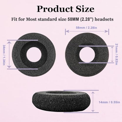 Plantronics Headset Ear Cushions Foam Replacement Ear Pad (2 Pack) | Headphone Earpads for Plantronics Blackwire C320 3320 3210 3220 HW251N HW261N HW510 HW520 Jabra PRO 930 Office Phone Headset