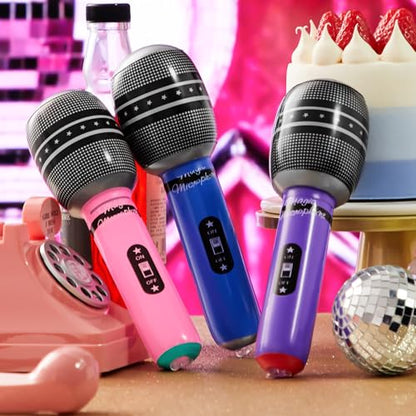 30 Pcs Inflatable Microphones for Kids & Adults, Karaoke Party Favors, Neon - color: Vibrant Color