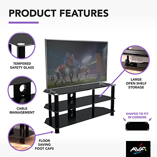 AVF Steel Glass TV Stand with Cable Management for up to 55" TVs in Black
