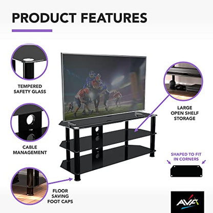 AVF Steel Glass TV Stand with Cable Management for up to 55" TVs in Black