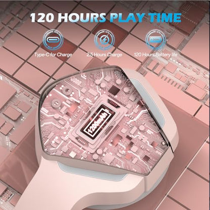 BINNUNE Wireless Gaming Headset for Xbox Series X/S, Xbox One, 120H Ultra-Long Battery, Bluetooth 5.3 Gaming Headphones with Noise-Canceling Mic, Comfortable Over-Ear Headphones,Pink - color: Pink