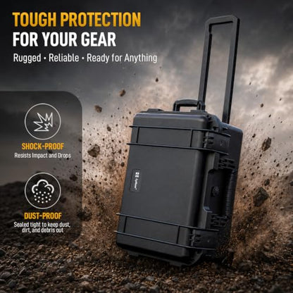Lykus HC-4920 Hard Case with Wheels and Foam, Inner Size 18.5*13.78*7.28in | IP67 Waterproof, Pluckable Foam, Suitable for Cameras, Lenses, Electronic Equipment and More - size: HC-4920: 21.85x17.52x10.24 inch